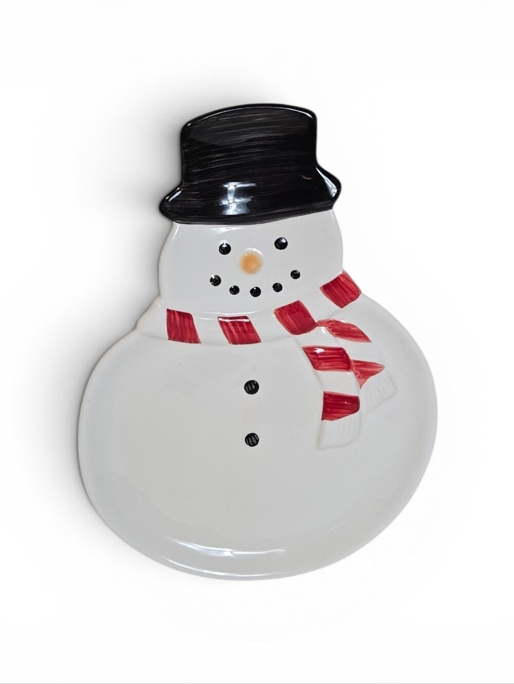 Snowman Ceramic Cookie Plate Or Spoon Rest | Kitchen Decor